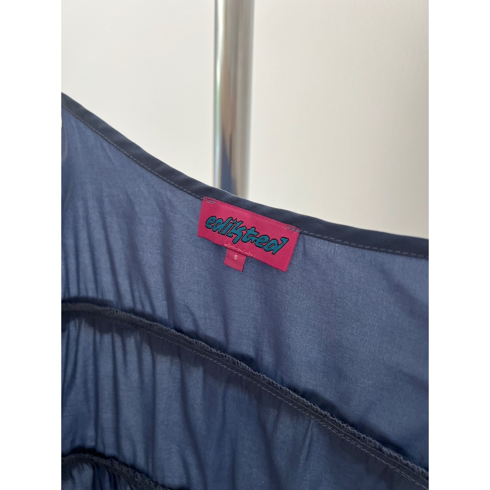 Edikted Juniper Tie Front Ruffled Top Blue Cami Fairycore Girly Romantic Small - Picture 4 of 6